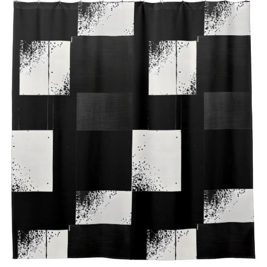Zwart-wit geruite douchegordijn stijl 4 (Voorkant)