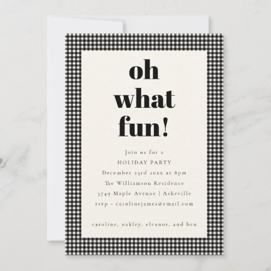 Zwart wit geruite feestelijke kerstfeestdag kaart (Voorkant)