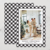 Zwart-wit geruite foto Merry Christmas Kaart (Voorkant / Achterkant)