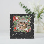 Zwart-wit geruite foto Merry Christmas Kaart (Staand voorkant)
