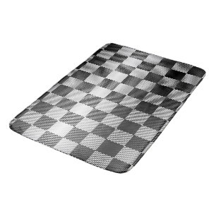 Zwart-wit geruite geometrische badmat