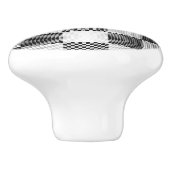 Zwart-wit geruite geometrische keramische knop (Zijkant)
