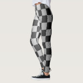 Zwart-wit geruite geometrische leggings (Links)