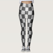 Zwart-wit geruite geometrische leggings (Voorkant)