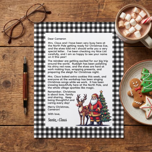 Zwart-wit geruite gepersonaliseerde brief van Sint