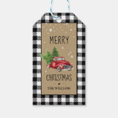 Zwart-wit geruite kerst Label Cadeaulabel (Voorkant)