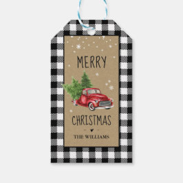 Zwart-wit geruite kerst Label Cadeaulabel