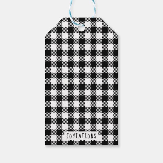 Zwart-wit geruite kerst Label Cadeaulabel (Achterkant)