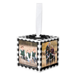  zwart wit geruite kerstfoto decoratie