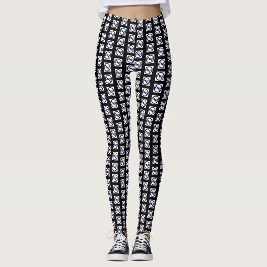Zwart-wit geruite leggings met No Odio (Voorkant)