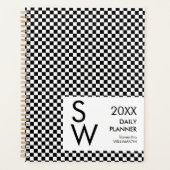 Zwart-Wit Geruite Monogram Persoonlijk Planner (Voorkant)