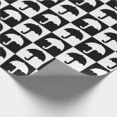 Zwart wit geruite paraplu blok afdrukken cadeaupapier (Hoek)