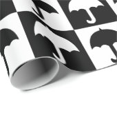 Zwart wit geruite paraplu blok afdrukken cadeaupapier (Rol Hoek)