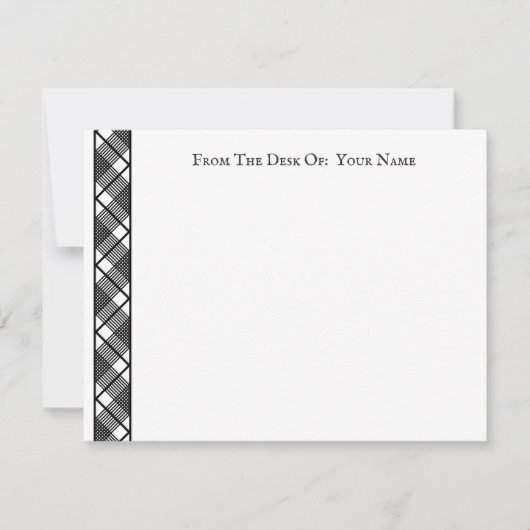 Zwart wit geruite patroon bewerkbaar 4.5x5.5 notitiekaartje (Voorkant)