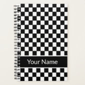 Zwart wit geruite patroon gepersonaliseerde naam planner (Voorkant)