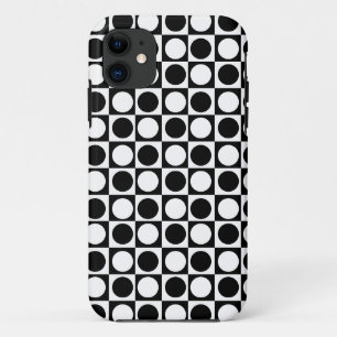 Zwart wit geruite polka stippen Case-Mate iPhone case