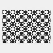 Zwart wit geruite polka stippen inpakpapier vel (Voorkant 3)