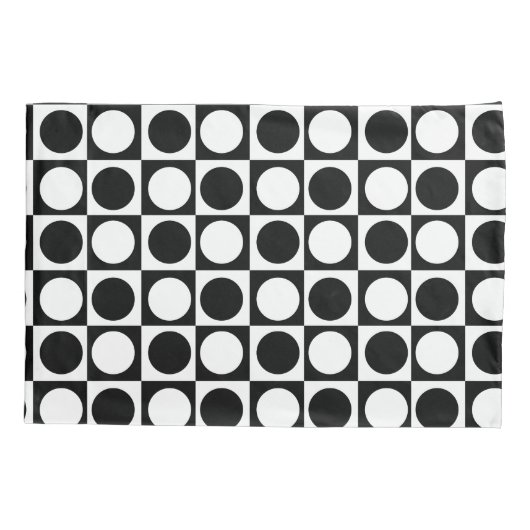 Zwart wit geruite polka stippen kussensloop (Achterkant)