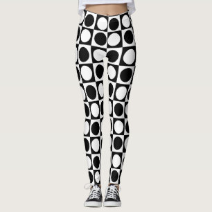 Zwart wit geruite polka stippen leggings