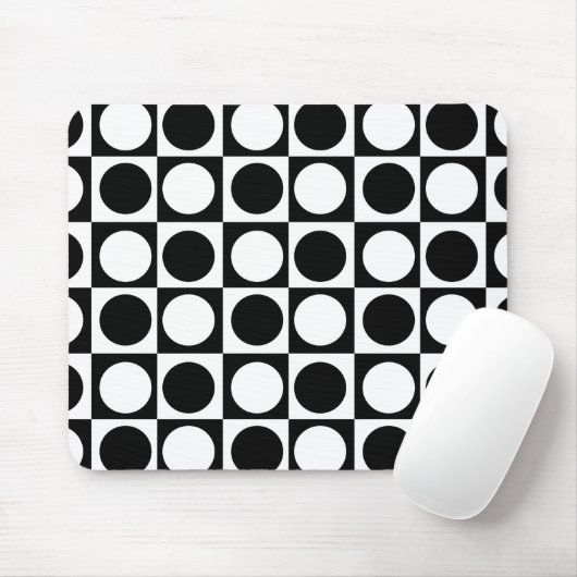 Zwart wit geruite polka stippen muismat (Met muis)