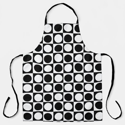 Zwart wit geruite polka stippen schort (Voorkant)