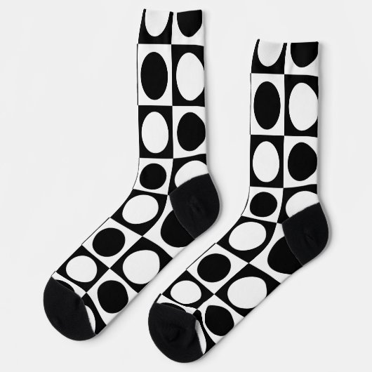 Zwart wit geruite polka stippen sokken (Links)
