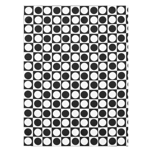 Zwart wit geruite polka stippen tafelkleed (Voorkant)