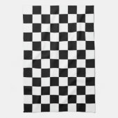 Zwart-wit geruite schaakretro theedoek (Verticaal)