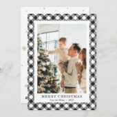 Zwart-wit geruite sneeuw foto Vrolijk kerstfeest Feestdagenkaart (Voorkant / Achterkant)