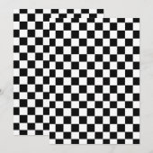 Zwart-wit geruite verjaardagsfeestje kaart (Voorkant / Achterkant)