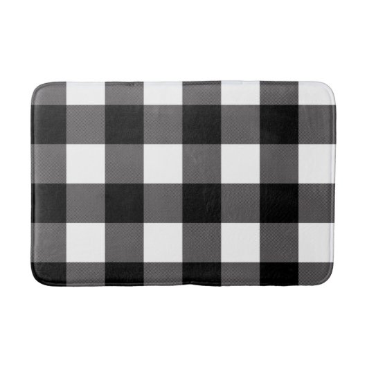 Zwart & Wit geruite vierkanten Buffalo Plaid Badmat (Voorkant)