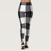 Zwart-wit geruite vierkanten Buffalo Plaid Leggings (Achterkant)