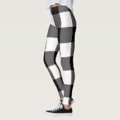 Zwart-wit geruite vierkanten Buffalo Plaid Leggings (Links)