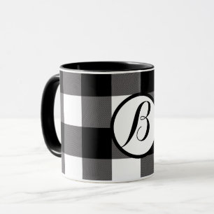 Zwart-wit geruite vierkanten Buffalo Plaid Mok
