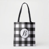Zwart & Wit geruite vierkanten Buffalo Plaid Tote Bag (Voorkant)