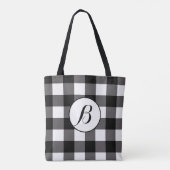 Zwart & Wit geruite vierkanten Buffalo Plaid Tote Bag (Achterkant)
