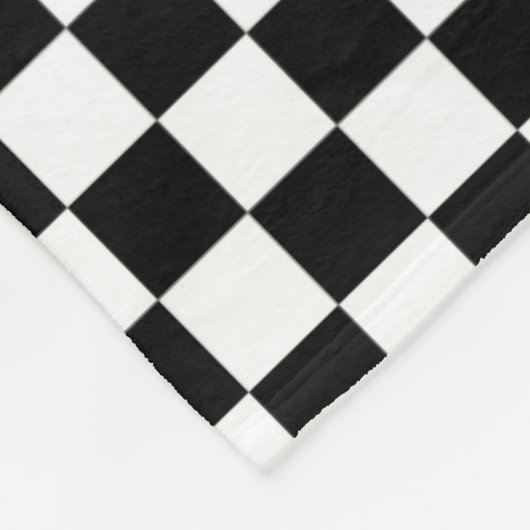 Zwart wit geruite vierkanten fleece deken (Hoek)