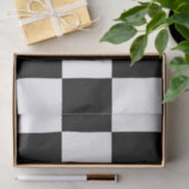 Zwart Wit Geruite Vierkanten Monogram Initiaal Tissuepapier (Geschenk)