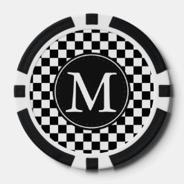 Zwart Wit Geruite vierkanten Monogram Pokerchips