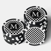Zwart Wit Geruite vierkanten Monogram Pokerchips (Opstapeling)