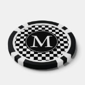 Zwart Wit Geruite vierkanten Monogram Pokerchips (Enkel)
