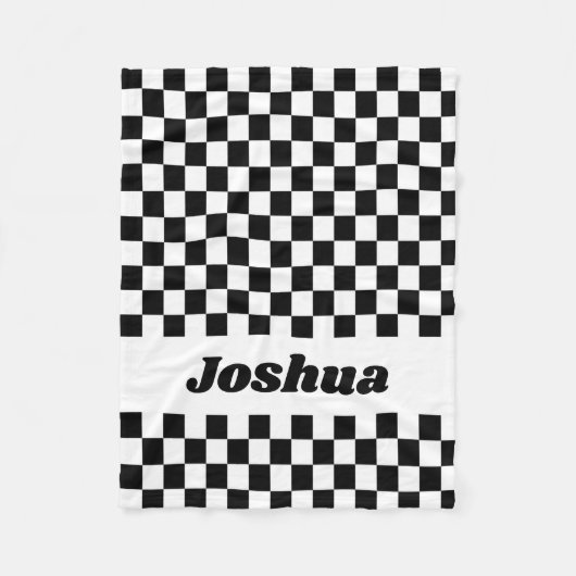 Zwart-wit geruite vlag fleece deken (Voorkant)