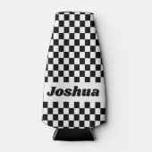 Zwart-wit geruite vlag flesjeskoeler (Voorkant)