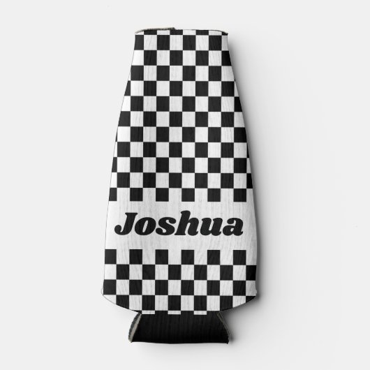 Zwart-wit geruite vlag flesjeskoeler (Voorkant)