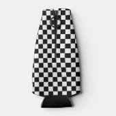 Zwart-wit geruite vlag flesjeskoeler (Achterkant)