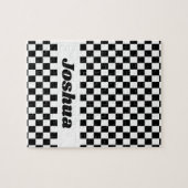 Zwart-wit geruite vlag legpuzzel (Horizontaal)