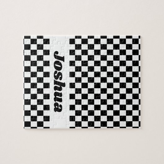 Zwart-wit geruite vlag legpuzzel (Horizontaal)