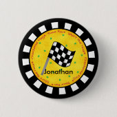 Zwart Wit geruite vlag Ronde naam Badge Ronde Button 5,7 Cm (Voorkant)