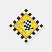 Zwart Wit Geruite Vlag Wuivend Geel Race Servetten (Hoek)