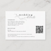 Zwart-wit geschetste Bloemen QR Code Wedding Informatiekaartje (Voorkant)